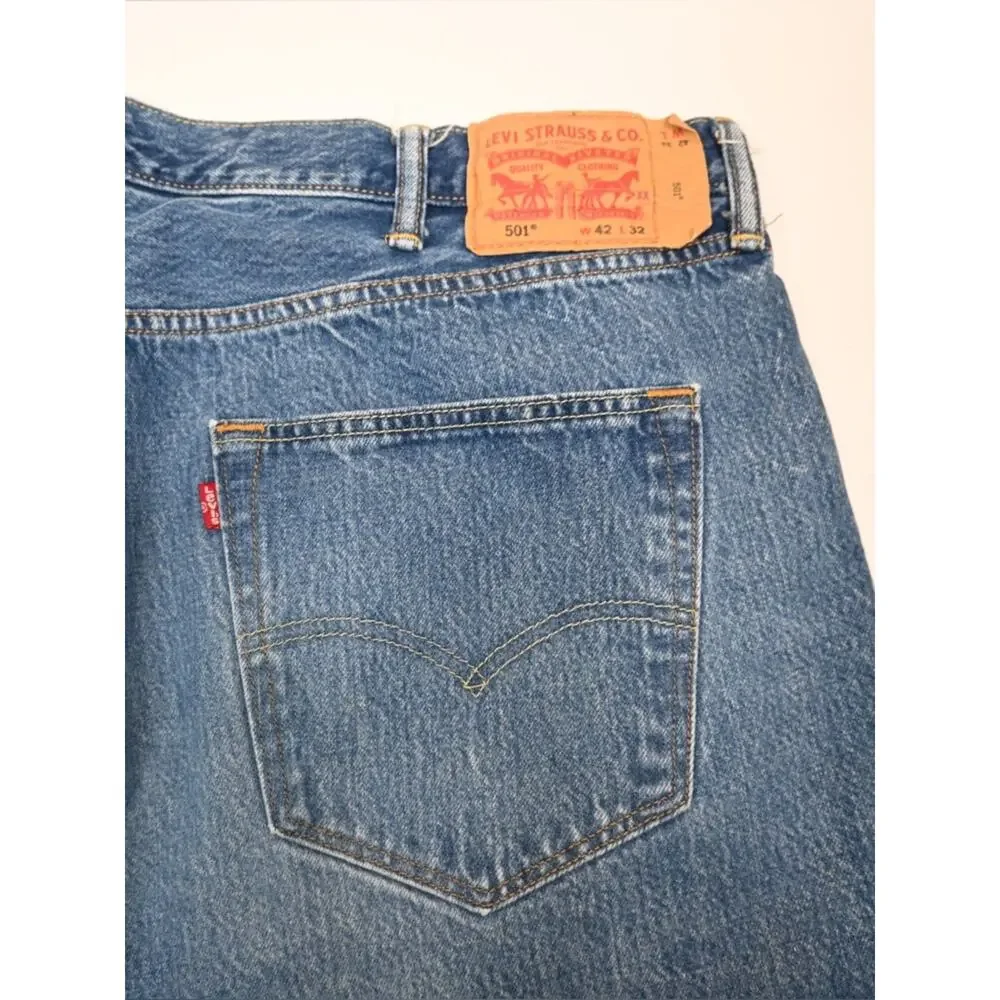 Levi's 501 Mens Straight Leg Button Fly Jeans 42x32